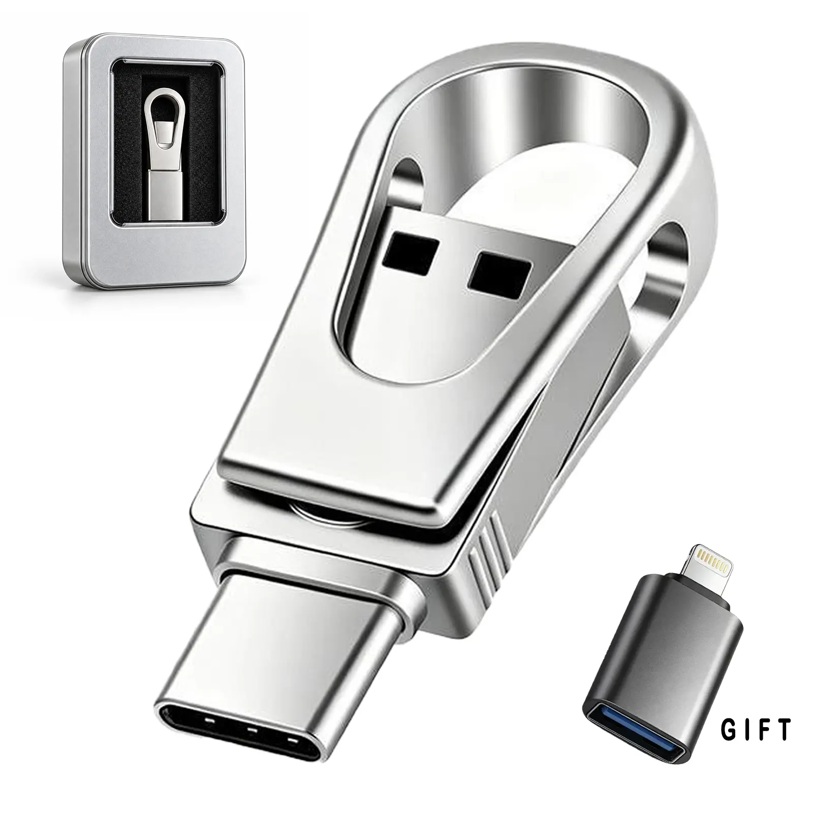 3-in-1 Thumb Drive with Dual USB Connector - OTG Type-C Flash Drive for Data Storage,USB 3.0 Speeds Make Files Move Fast, Compatible with All Android/iOS/HarmonyOS Phones & Computers