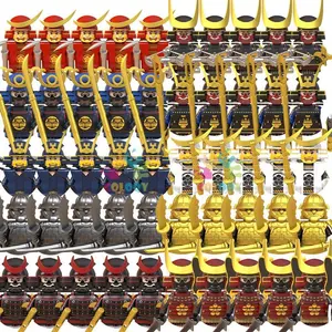 Kids Toys 10pcs Samurai Building Blocks Soldiers Mini Action Figures Helmet Armor Archery weapons Toys For Kids Christmas Gifts popular