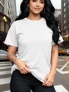 Women's Multicolor Regular Fit Short Sleeve Basic T-Shirt, Effortless Fashion Style, Soft Breathable Fabric, Casual Daily Wear, Lady