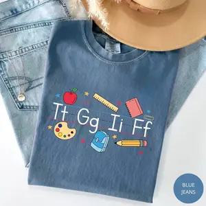 Comfort Colors TGIF Teacher Shirt, Alphabet T-Shirt, Kindergarten Teacher Shirt, Gift For Her, Teacher Appreciation Gift, Cute Crewneck For Women - TrendWear USA