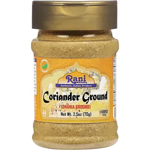 Rani Coriander Ground Powder (Indian Dhania) Spice 2.5oz (70g) PET Jar ~ All Natural | Salt-Free | Vegan | No Colors | Gluten Friendly | Kosher | NON-GMO