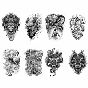 Japanese Style Temporary Tattoo Sticker, 8 Counts/set Waterproof Long Lasting Fake Tattoo Sticker, Body Art Sticker for Men & Women, Henna Tattoo Sticker, Henna Stickers, Tattoos Stickers