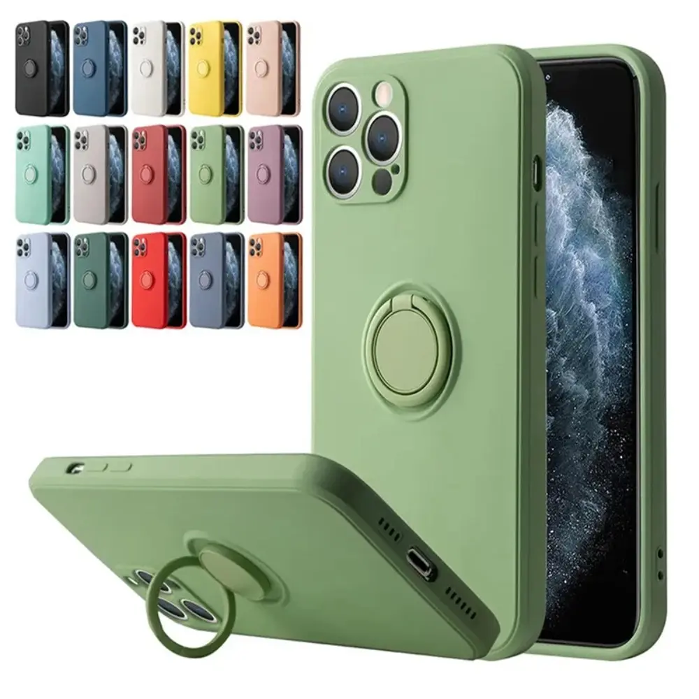 Liquid Silicone Magnetic Lanyard Phone Case Cover for iPhone 17 16 15 14 Plus 13 12 11 Pro Max with Ring Stand and Drop Protection