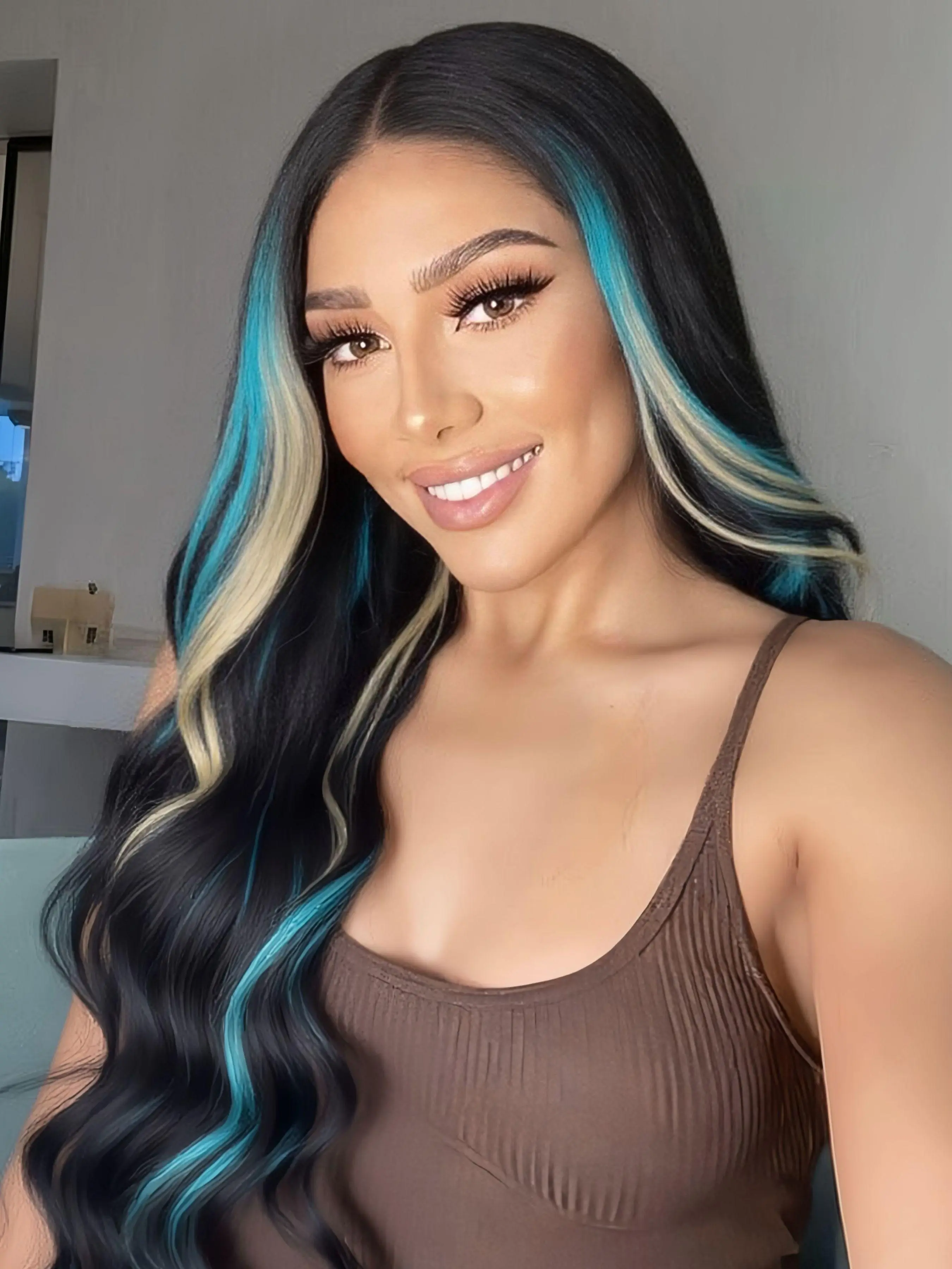 28 Inch Long Wavy Lace Front Wigs for Women, Lace Frontal Wigs, Gorgeous Fluffy Wigs without Bangs, Synthetic Hair Heat Resistant Fiber Wigs for Party, Daily Use, Daily Wear Wig, Machine Made Wig