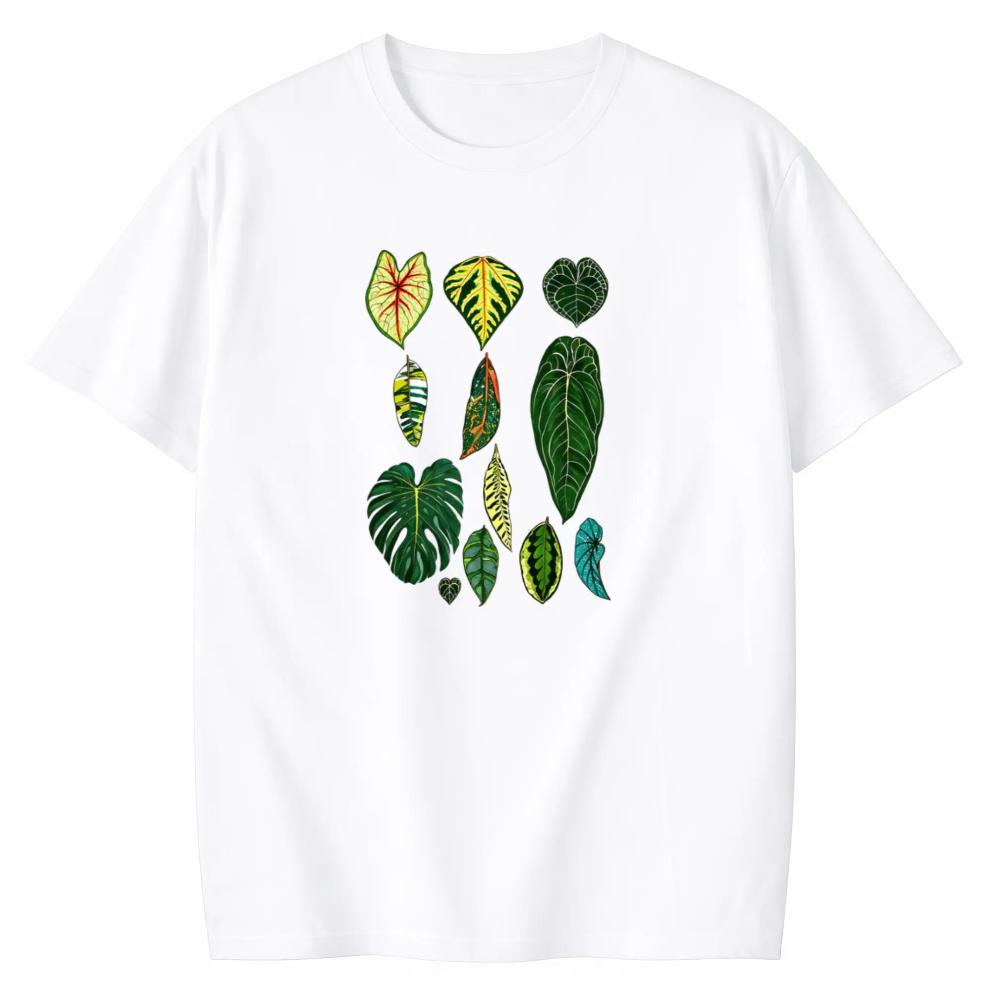Tropical Botanical Graphic Tee Monstera Anthurium Leaves Plant Lover Casual Top Gift for Plant Parents