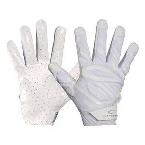 Cutters Gamer 6.0 Padded White Football Receiver Gloves - Air C-TACK Grip Performance Gloves for All Weather Use