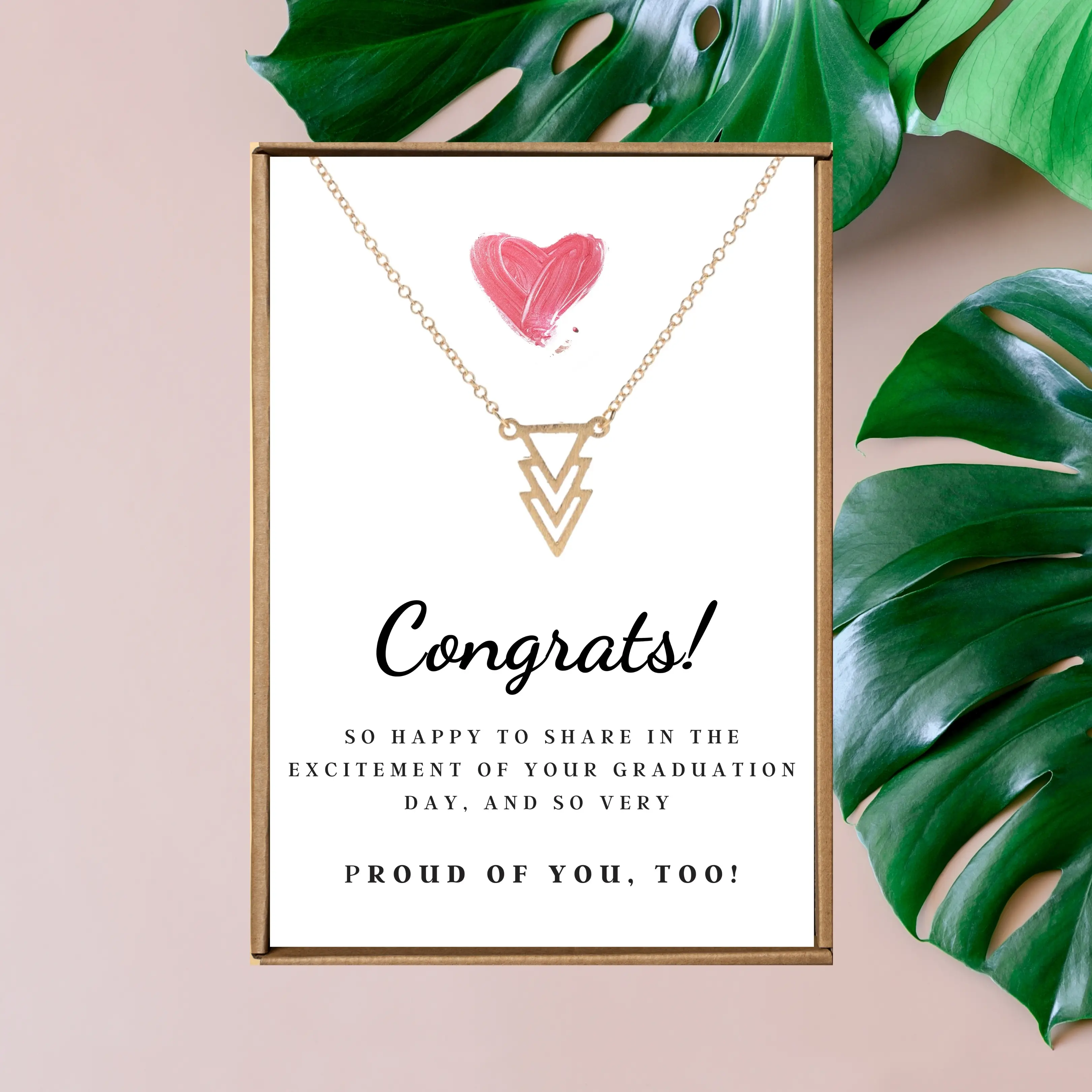 Happy graduation necklace, Gold Triangle necklace, Congratulations gift for new graduate