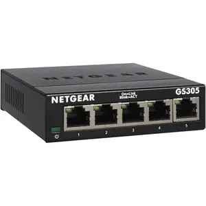NETGEAR 5-Port Gigabit Ethernet Unmanaged Basic Switch (GS305) - Home Network Hub, Office Ethernet Distributor, Plug and Play, Silent Operation, Can be Placed on Desktop or Wall-Mounted