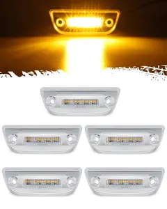 Partsam 5pcs 3LED Cab Light Truck Trailer Cab Marker Clear Lens Top Roof Running Reflective Lights Assembly Compatible with Peterbilt 579 & Kenworth T680, T770, T880 Heavy Trucks Cab Lights