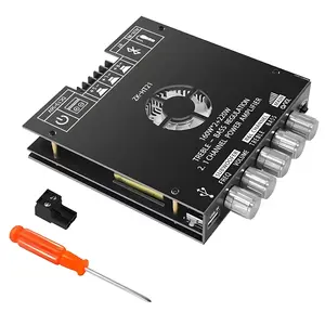 ZK-HT21 2.1CH Bluetooth 5.0 Amplifier Module, TDA7498E Chip, 160W+160W+220W High Power, AUX/USB Input, Bass/Treble Knob Control, Subwoofer Compatible, Wide Voltage DC15-36V for Home Theater Audio Upgrade