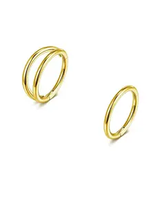 2 Piece Set Seamless Stainless Steel Clicker Nose Rings, Plated Finish, Suitable for Septum Rook Tragus Daith Helix Conch Ear Lobe Jewelry