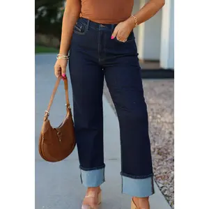 Dark Wash High Rise Cuffed Dad Jeans - FINAL SALE