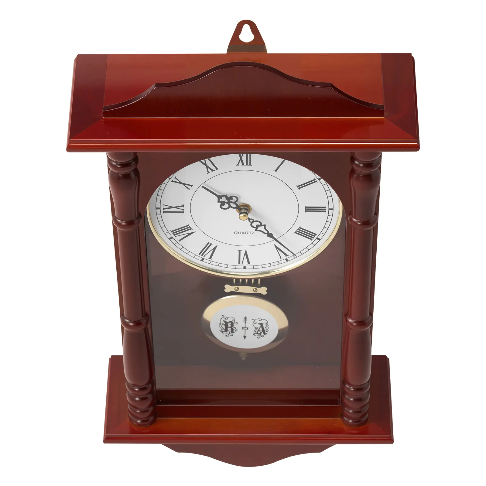 Grandfather Clock, 18 in Classic Vintage Pendulum Clock, Pine Wood & MDF Wall Clocks with Quartz Movement and Quiet Design, for Living Room, Bedroom, Home Decor, and Gift (Cherry Tone Finish)