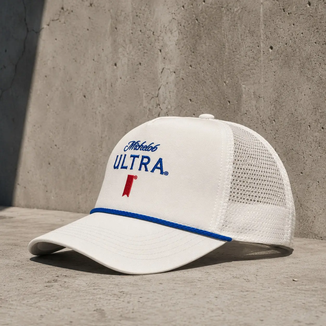 Embroidered Michelob Ultra Trucker Hat, Vintage Beer Rope Cap, White Mesh Snapback Hat, Golf Hat, Casual Outdoor Gift