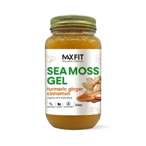 Sea Moss Gel Organic Raw - Turmeric Ginger Cinnamon 24oz Wildсrafted Gold Sea Moss Gel from Saint Lucia | 92 Vitamins and Minerals | Pure Raw+Non-GMO | Vegan Superfood