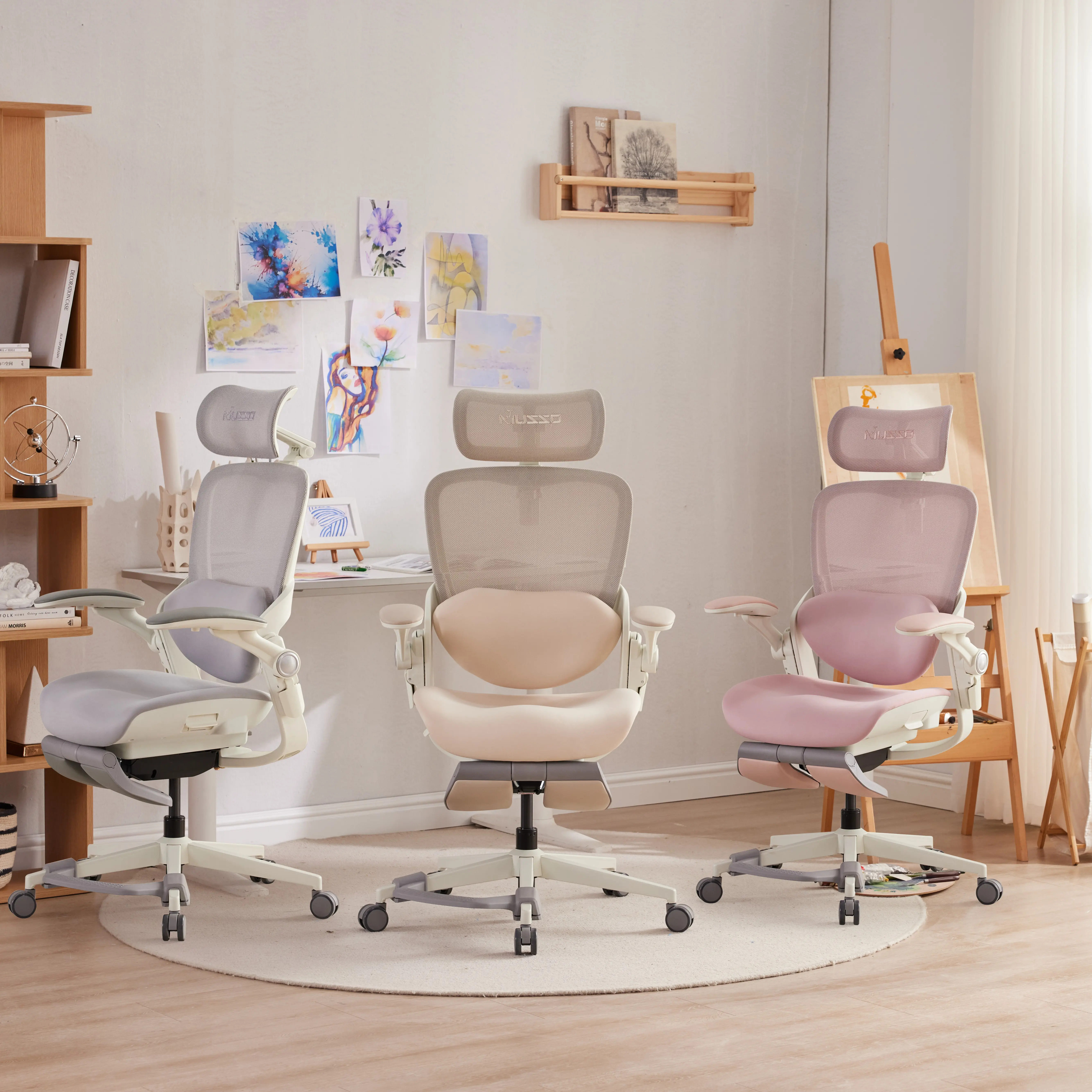 MUSSO E80 Ergonomic Chair for Women – 3D Lumbar Support, Adjustable Headrest, Retractable Footrest and Reclining Backrest for Office, Gaming and Home Use-C