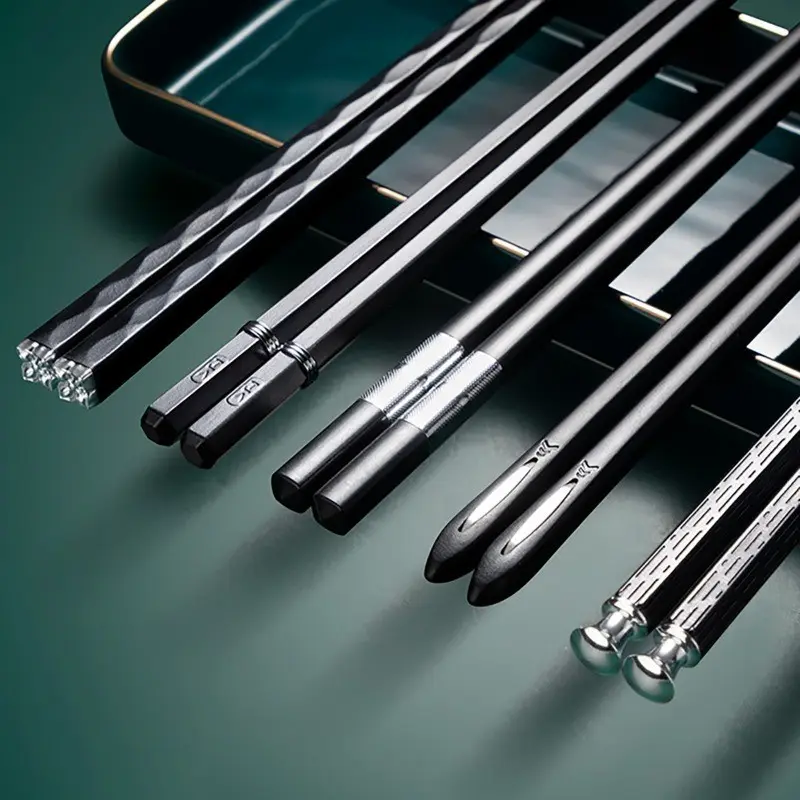 Old Chopsticks Crack & Deform?Durable Alloy Antibacterial Chopsticks 5 Pairs For Home Daily Dining Use