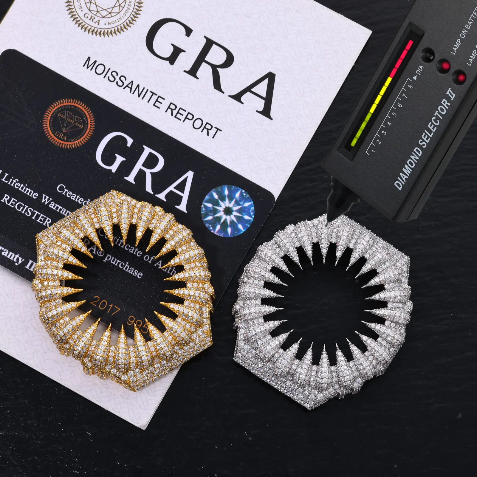 Buss Down GA2100 Handmade Metal Watch Bezel 925 Sterling Silver VVS Moissanite Diamond Iced Watch Parts Claw Shock Watch Case