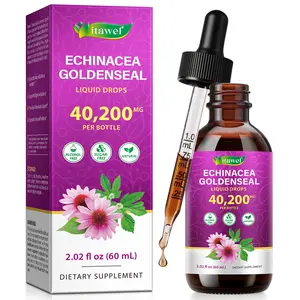 60ML Goldenseal & Echinacea Extract Liquid Tincture for Immunity Boost, Healthy Respiratory Function, Herbal Supplements 2oz