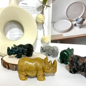 2 Counts Different Maerail Rhinoceros Crystal Yellow Jasper Moonstone Green Aventurine Ocean Jasper Red Obsidian From IG Crystal