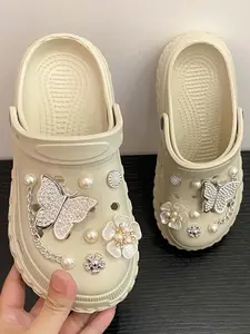Women's Eva Slippers Thick Sole Comfortable Holey Shoes, Summer New Outdoor Simple Versatile Closed-Toe Sandals, Soft Bottom Beach Garden Shoes