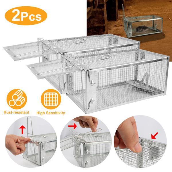2 pcs Humane Mouse Trap, High Sensitivity Gravity Pedal Auto-Lock Rodent Trap - Sturdy Galvanized Steel, Escape-Proof Small Mesh Design,Small Rodent Animal-Mice Vole Chipmunk Hamsters Live Cage,Catch and Release