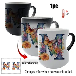 Color-Changing Ceramic Aesthetic Coffee Mug Cup with Butterfly and Flowers Design, Perfect Gift for Holidays & Special Occasions, 11 Oz/330ML Capacity
