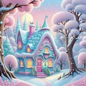 1pcs 5D DIY handmade diamond painting kit, 5D diamond art set, DIY decoration, fairy tale cottage diamond painting set with full round diamonds, mosaic, diamond art, DIY art home decor, Handcraft, suitable for Halloween and Christmas.