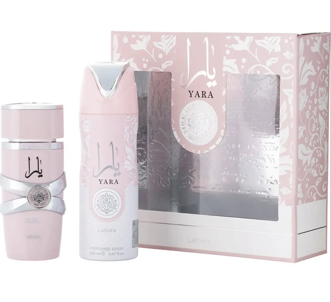 Lattafa Yara 2 Piece Set Eau de Parfum Spray 3.4 oz + Body Spray 6.67 oz Floral Fruity Vanilla Sweet Perfume, Fragrance, Scented