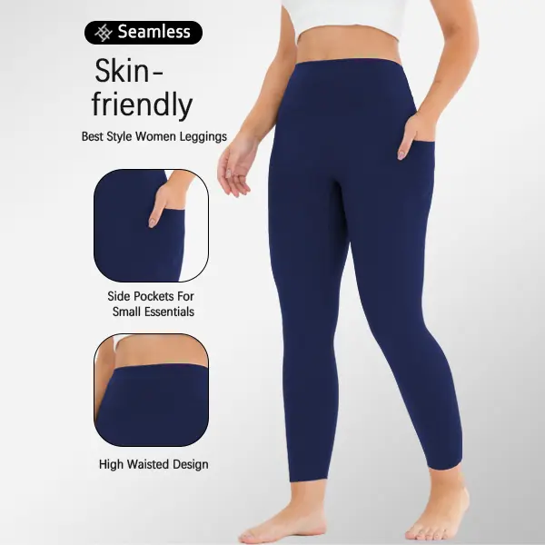 Women's High Waist Elastic Leggings with Pockets - Slim-Fit Breathable Athleisure Bottoms, Leggings Women for Yoga, Fitness, Jogging Wear
