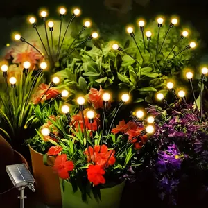 HXWEIYE Solar Firefly Garden Lights, 4-in-1 40LED/2-in-1 16LED Flashing Solar Lights with Divider, Warm White, Suitable for Gardens, Paths, Christmas, Gently Swaying in the Breeze, Not Easy to Get Tangled