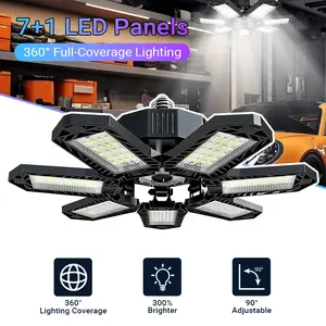 【Multipack】FOLDABLE GARAGE LIGHT 60OW Deformable Bright ShopCeiling Bulb Lamps E26/E27 6500k Barn Warehouse GarageFoldable 7+1 Panel Work Light Super Bright Illumination EasyInstallation SummerVibes