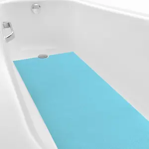 16" x 40" Non Slip Bathtub Mat with Drain Cut Out Anti Slipping Non Skid Safe Tub Mat Adhesive Peel and Stick Bath Tub Mat PEVA Tub Sticker for Shower Floor Boat Wet Areas(White)