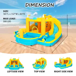 Inflatable Water Slide Park 、Backyard Bounce House with Splash Pool & Water Cannons