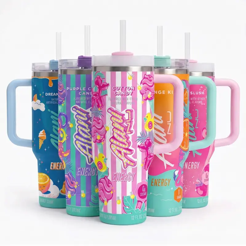Alani Nu Energy Drink All Flavor 40oz 20oz Stainless Steel Tumbler With Handle and Straw, Double Wall Vacuum Insulated Travel Mug