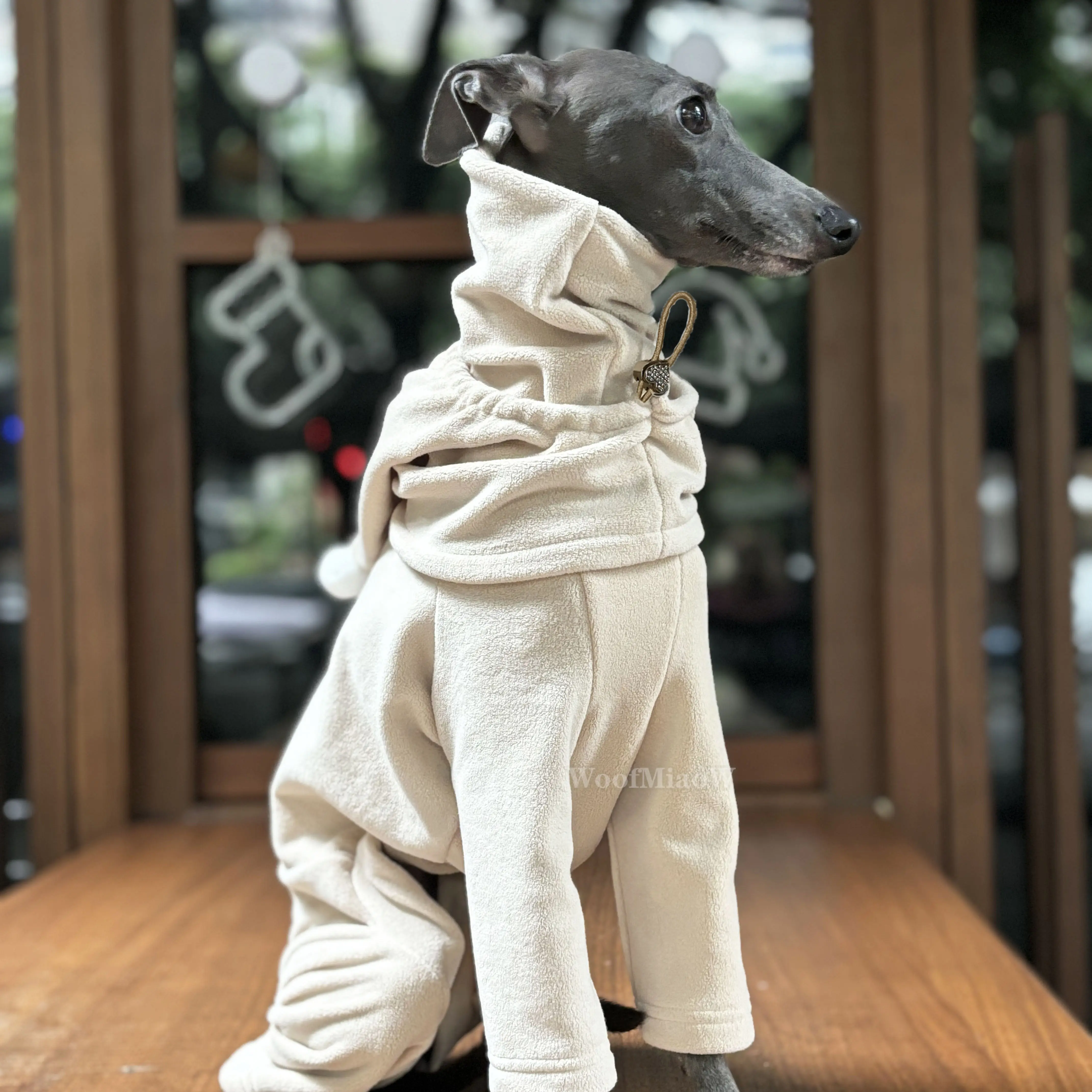 Pet Dog Four-Legged Suit with Hat Two-Piece Set, Soft and Comfortable Double-Sided Fleece Suit for Italian Greyhound and Whippet Autumn Winter Warmth Pet Outfit, Dog Clothes