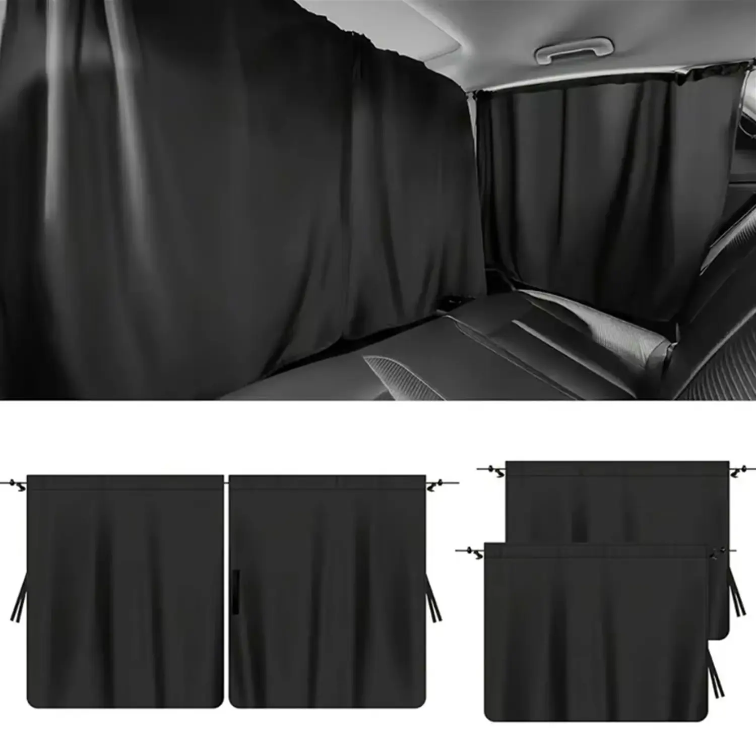 4-Piece Blackout Car Privacy Curtain Set - Rear Seat Side Window Sunshades with Storage Bags, Privacy Boost, Sunlight Block, Thick Fabric, Tool-Free Easy Installation for Sedans, SUVs, Camping