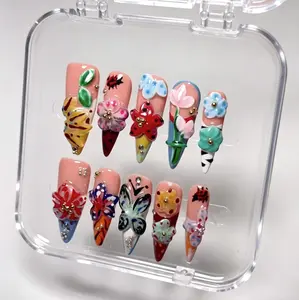 Echo Nails | almond shape | medium length almond shape press-on nails |cute nails | acrylic press-on| fake nails |Handmade | high quality Press on nails 10 pcs|reusable nails|nail art|nail charm|handmade press ons