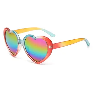 Fashion Polarized Fantasy Gradient Sunglasses Popular Peach Heart Eyeglasses Anti UV Sun Glasses Colorful Rainbow Design Round