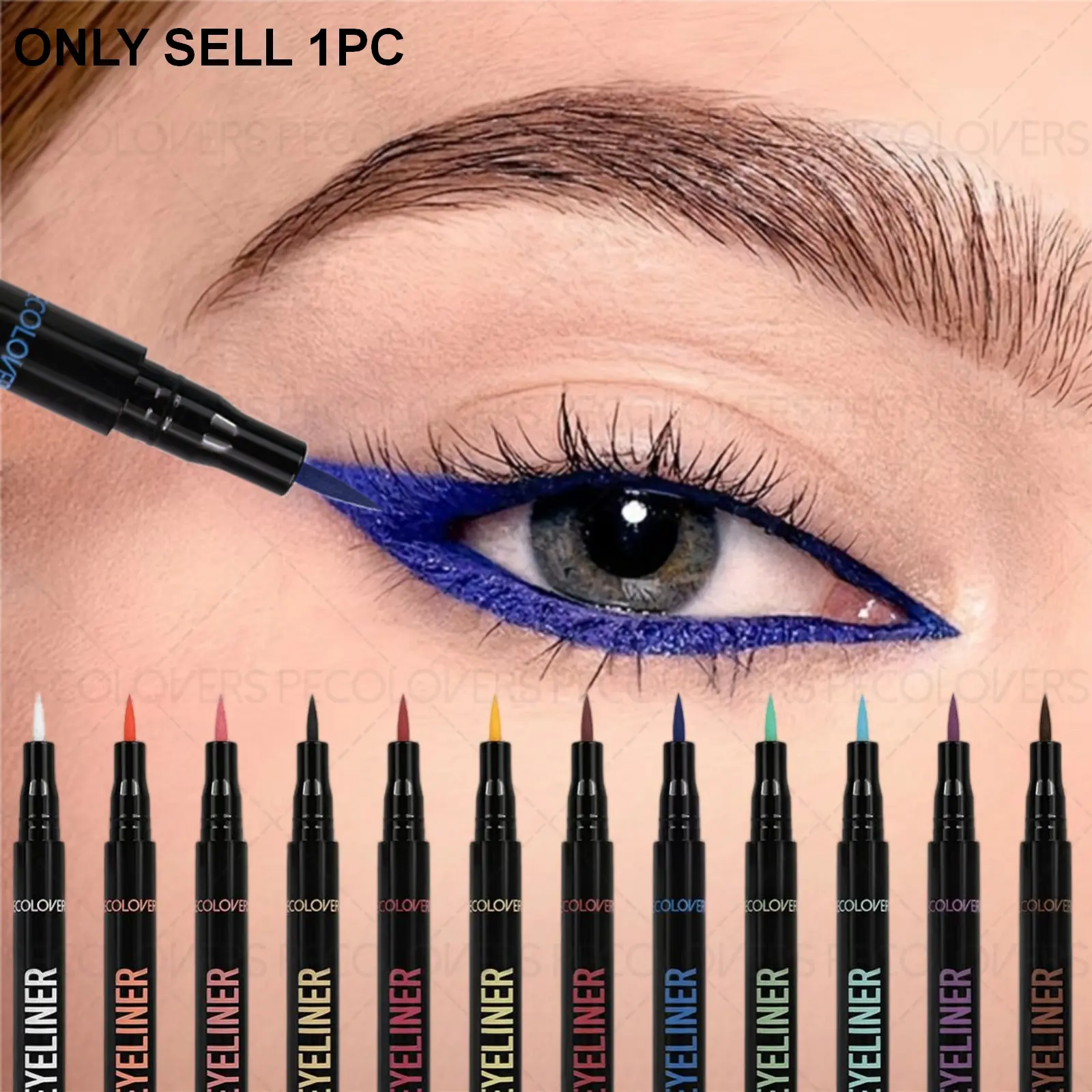 1PC Waterproof Matte Liquid Eyeliner - Smooth Finish, Quick Drying, in Bright Colors Like Blue, Green, Black, Red, for A Bold, Smoky Eye Look, Perfect for Christmas and Holiday Parties