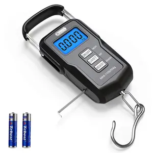 Fish Scale Backlit Lcd Display Fs01: 110lb/ 50kg Digital Luggage With Storage Function Numerical Comparison  Built-in Measuring Tape Included - Fishing Gifts For Men