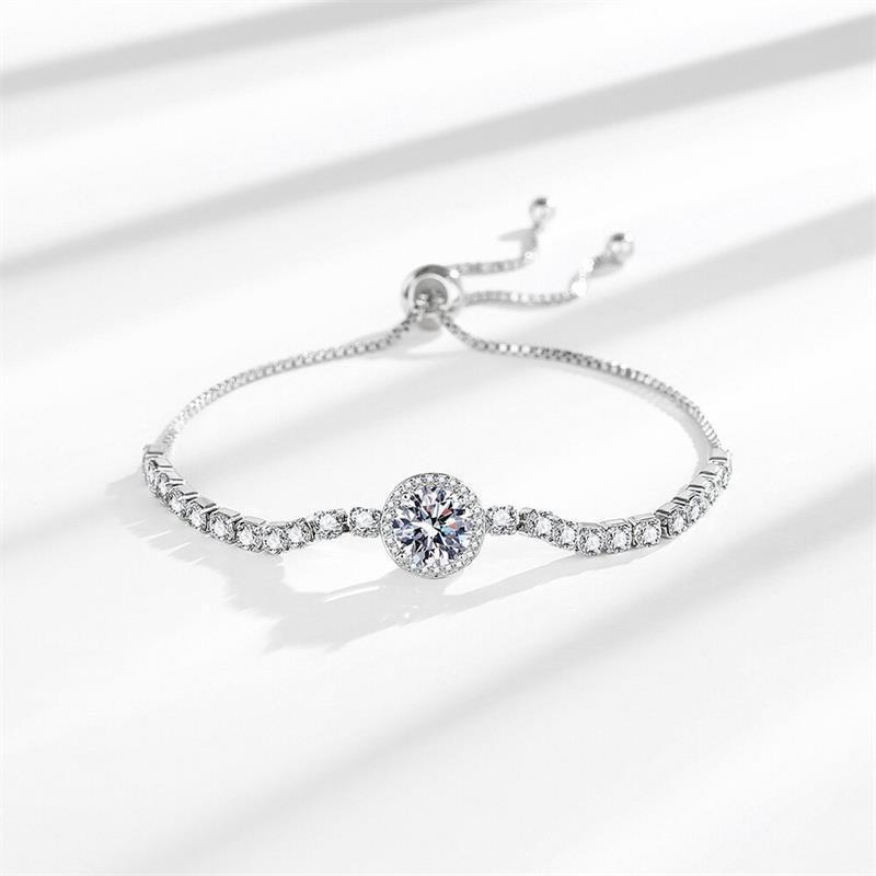 Fashionable Moissane  Silver Bracelet Jewelry Girlfriend paraiba tourmaline rough 10 karat diamond ring Christmas gift 10 karat diamond ring sterling silver ak