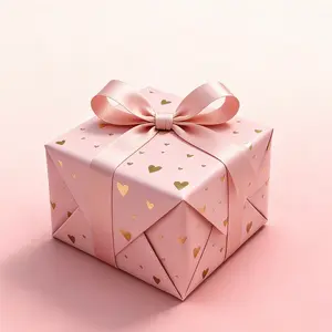 Heart Gift Wrapping Paper, High-Quality, 43cm X 3m, Perfect for Holidays, Birthdays, Valentine's Day, Elegant Packaging, Pine Wood Quality