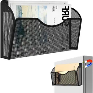 Magnetic 1 Pocket File Folder Organizer, Hanging Magazine Rack for File Cabinets, No Drilling Magnetic Paper Mail Organizer for Refrigerator Office