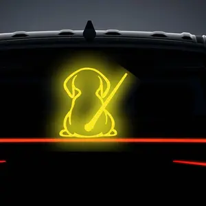 Cute Reflective Puppy Car Sticker, Rear Windshield Wiper Decal, Fun Moving Tail Design, Perfect for Car Decoration & Safety, Car Decals