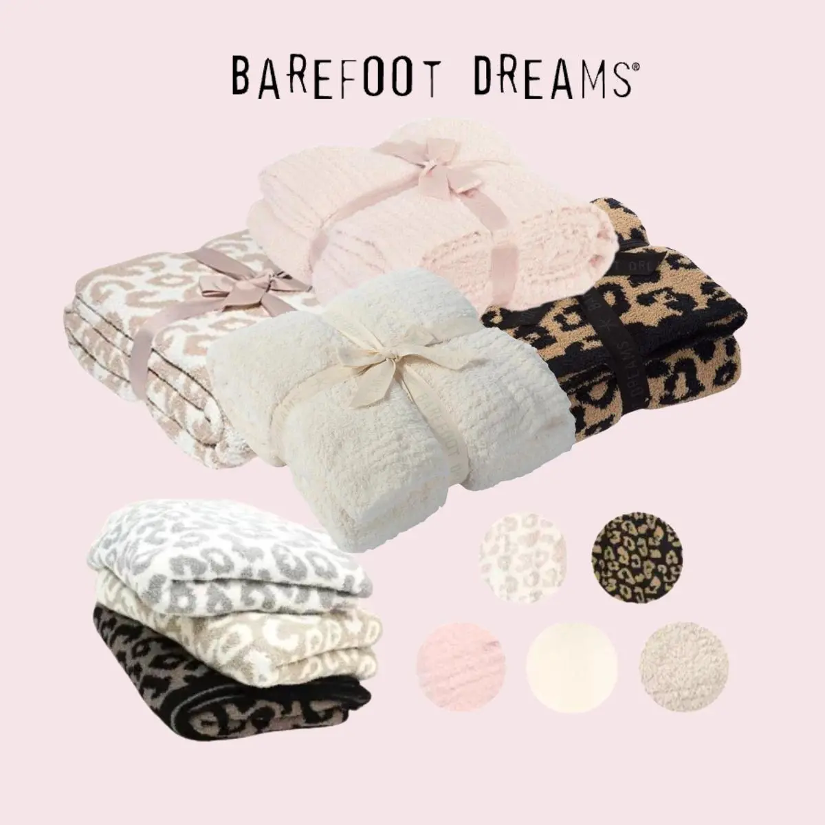 Barefoot Dreams Leopard/Stone/Cream Blanket 54x72 – Soft 100% Polyester Cozy Plush for Warmth & Relaxing | All Season Use, Vintage Style Flat Weave Design