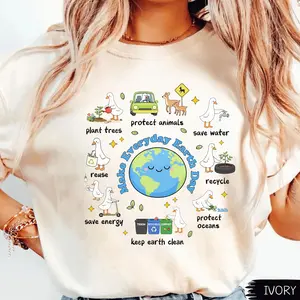 Comfort Colors Funny Make Everyday Earth Day Teacher Silly Goose Classroom Shirt, Eco Friendly Teacher Environmental Awareness Support Earth Day Graphic Tee