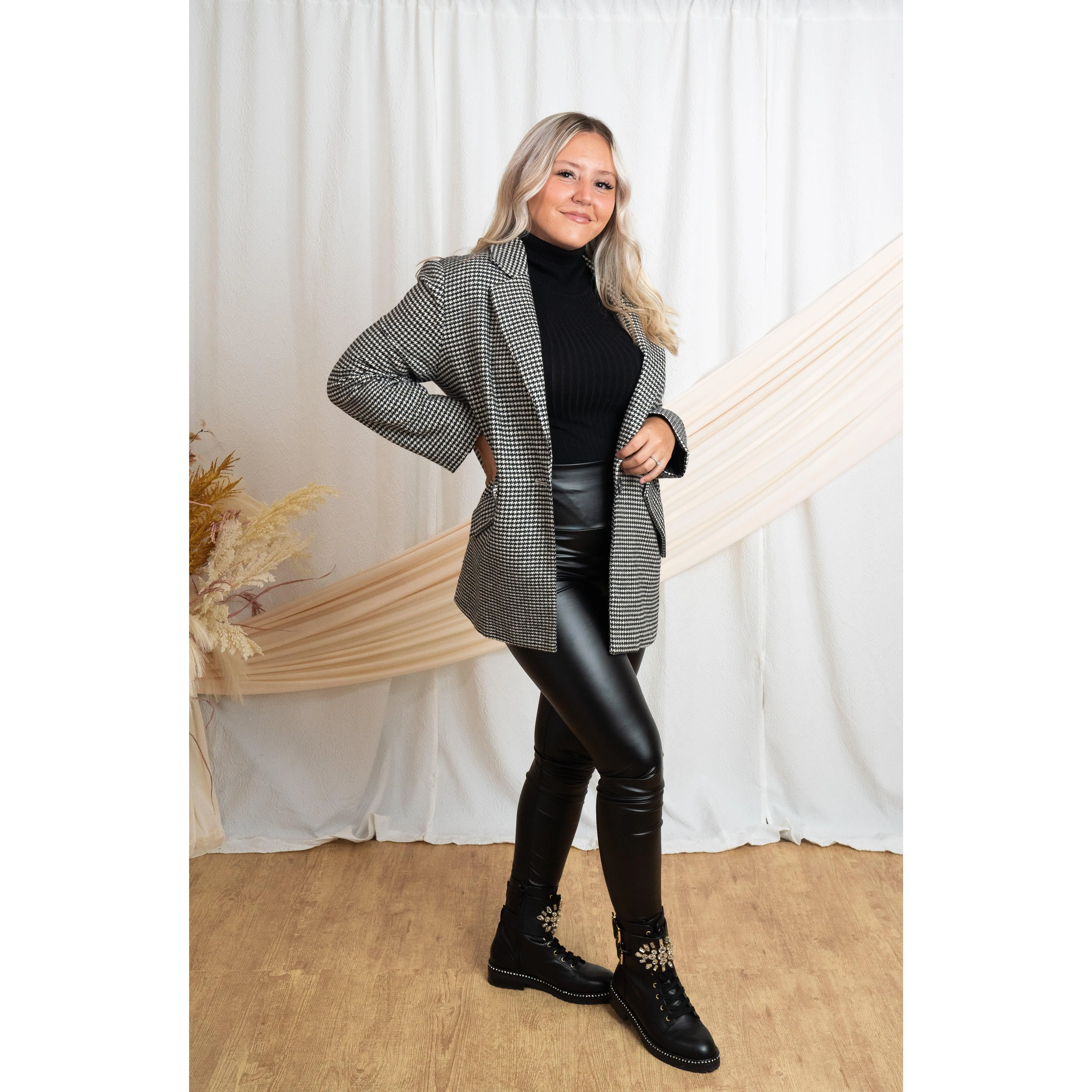 Houndstooth Boyfriend Jacket