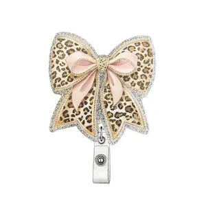 Bowknot Design Badge Holder, Nurse Badge Reel, Retractable Badge Scroll with Clip, Acrylic Name Badge Clip for Nurse, Job, Volunteer, Office Worker