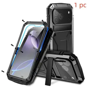 Shockproof iPhone 17 Case, Protection for iPhone 17 Pro Max, Aluminum Metal Bumper, Dust Resistant, Wireless Charging Compatible